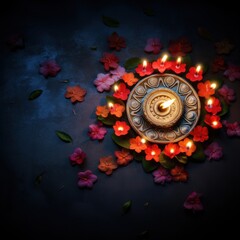 Canvas Print - Candle diwali light illuminated.