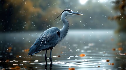 Wall Mural - heron at night