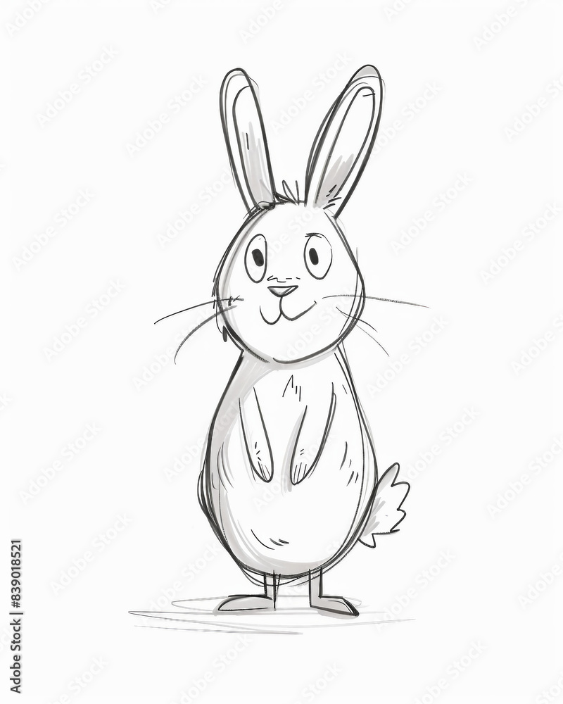 T Posing Rabbit Minimalistic Full-Body Bunny Illustration in T-pose, Humorous Style ...