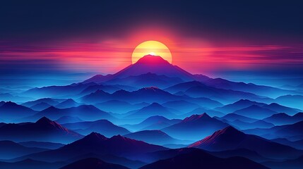 Poster - sunset in mountains