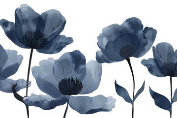 dark blue flowers isolated on transparent background