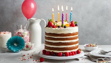 Sticker - birthday cake with candles