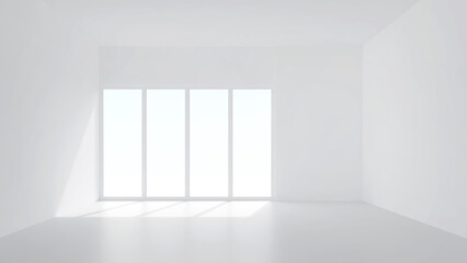 Poster - 3D room space background with soft shadow. Empty white room space for interior design and decoration. 3D render.