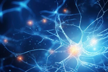 Poster - Detailed digital artwork of neural synapses and connections in the brain, depicting neurotransmission