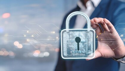Poster - Man Holding Padlock in Hands
