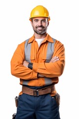 Canvas Print - Helmet smiling hardhat worker.