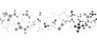 © IlayaStudio - Horizontal border with molecules, data or other tech structure elements. Pharmacy, biotechnology or chemistry design concept. Vector decoration element in gray colors