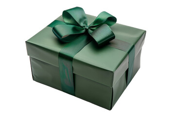 Wall Mural - Green gift box isolated on transparent background