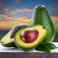 Poster - Avocado fruits white background