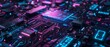 © MD Media - A closeup of an advanced CPU chip on the circuit board, glowing with blue and purple lights, symbolizing technology's impact in artificial intelligence