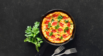 Canvas Print - Frittata with tomatoes and spinach