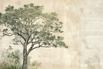 Wall Mural - Tree ephemera border backgrounds drawing sketch.