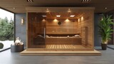 Modern luxury home sauna steam cabin heat spa wood style