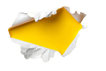 Wall Mural - Half hole in the yellow paper isolated on transparent background