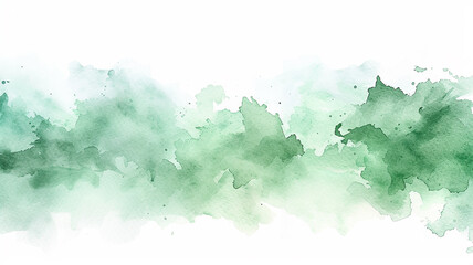 Wall Mural - Abstract drawing in green watercolor, a smear of paint on a white background