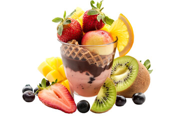 Wall Mural - Ice cream with fruit isolated on transparent background