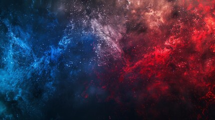 Poster - a dramatic photo of red and blue fourth of july fireworks filling the night sky, with copy space on 