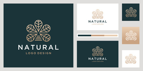 Wall Mural - Abstract tree with business card , icon vector logo template, elegant and luxury concept