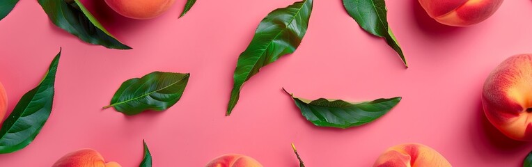 Summer Freshness with Vibrant Peaches and Leaves