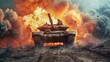 © Leopard - tank exploding on the battlefield