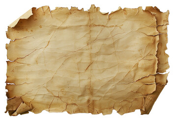 Old paper with torn edges isolated on transparent background