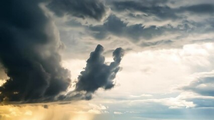 Poster - Dark sky and black clouds before rain dramatic black cloud and thunderstorm