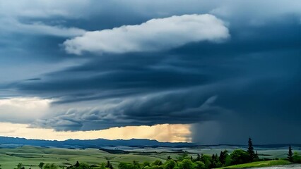 Poster - Dark sky and black clouds before rain dramatic black cloud and thunderstorm