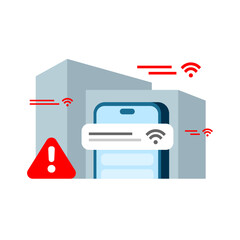 Poster - dangers of public wifi concept illustration flat design. simple modern graphic element for infographic, icon