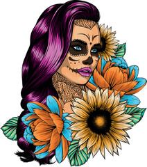 Sticker - draw of Dead girl vector illustration design