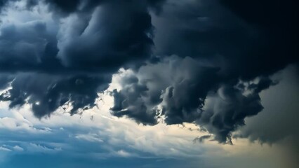 Poster - Dark sky and black clouds before rain dramatic black cloud and thunderstorm