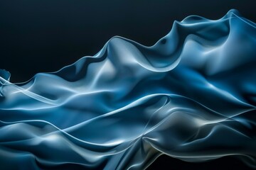 Wall Mural - a abstract dark blue waves background, black background, glass texture