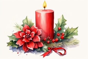 Sticker - Christmas candle flower christmas ribbon.