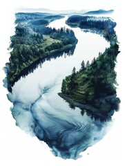 Wall Mural - A river with trees on both sides