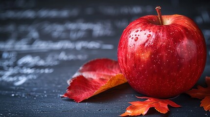 Wall Mural - red apple with leaf