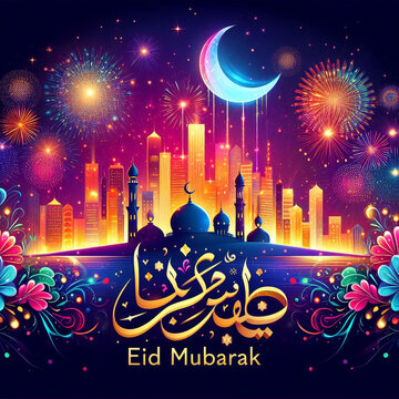 Eid mubarak islamic greetings background