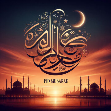 Eid mubarak islamic greetings background