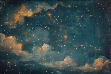 Wall Mural - sky full of stars painting astronomy nebula.