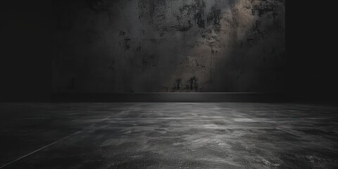 Wall Mural - Minimalist dark concrete floor background with subtle texture, providing a blank canvas for various design projects