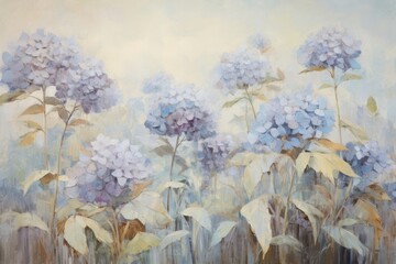 Wall Mural - Hydrangea field painting backgrounds flower.