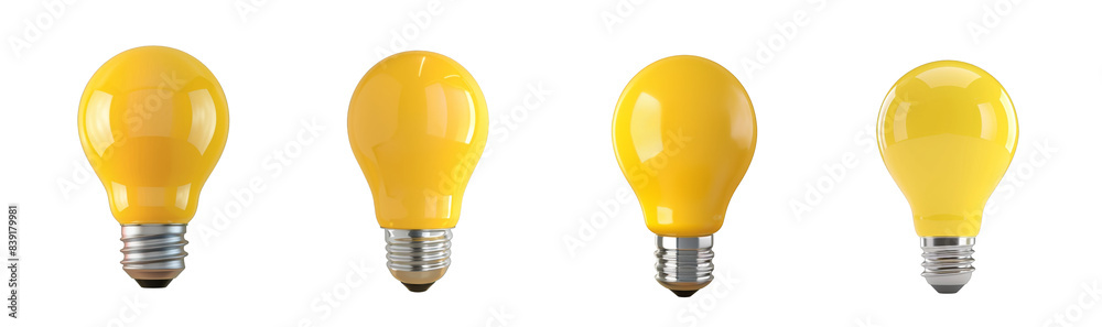 A cute yellow light bulb cartoon character representing creativity and ...