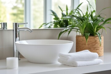 Canvas Print - Vessle sink plant bathroom bathtub.