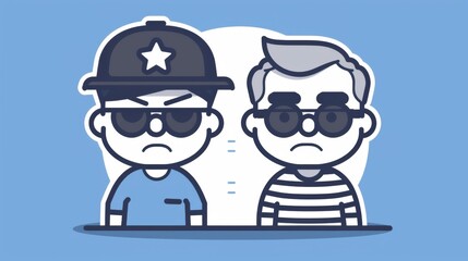 Sticker - Two cartoon characters with sunglasses and a hat on, AI