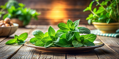 Wall Mural - Fresh Mint popular vegetable rich in various nutrients