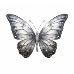 Wall Mural - Silver butterfly animal insect white background.