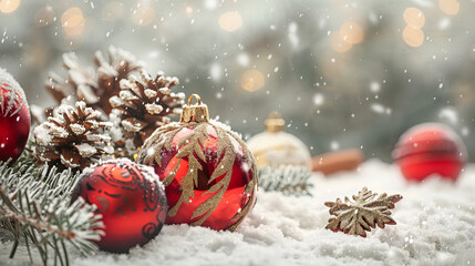 Wall Mural - Beautiful winter holiday banner with copy space