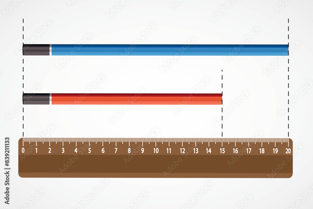 Ruler In Math Maths. Ruler. Maths. Wooden ruler and pencil vector, illustration. for ...