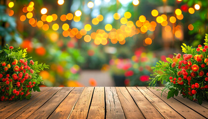 Wall Mural - Wooden background for assembly. Wooden table with blurred background.