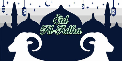 Wall Mural - Eid al-Adha holiday background with colors and illustration objects that are typical of the celebration