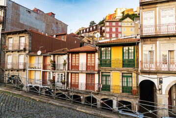 Wall Mural - Facade of old classic buildings, Oporto, Portugal