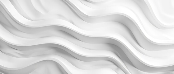 Aufkleber - White abstract waves wave papercut overlapping 3d soft pastel paper texture background banner for presentation design or business illustration